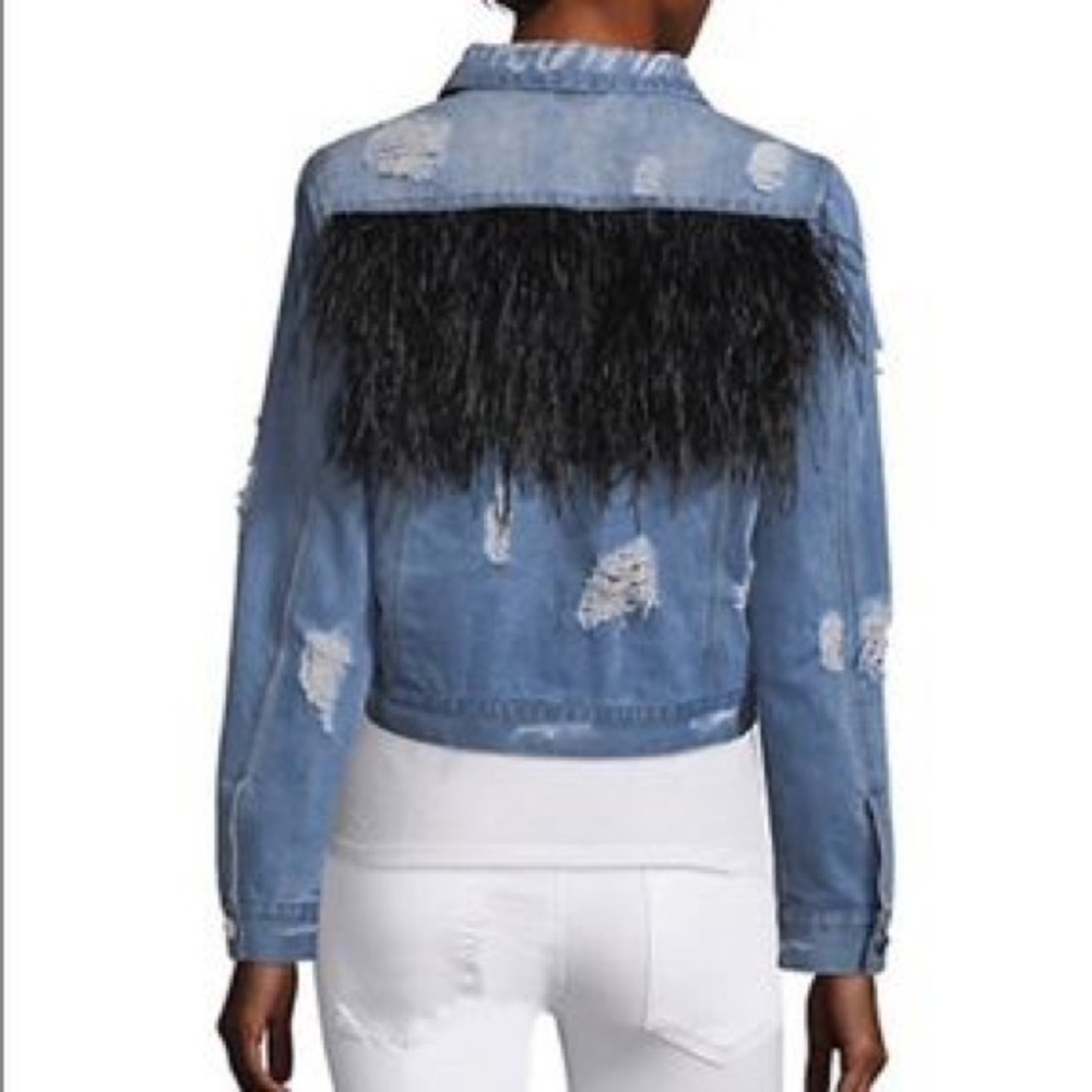 JOCELYN Ostrich feather denim jacket